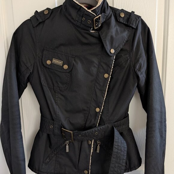 Barbour Matlock international wax cotton biker Jacket black Size 4 - Picture 3 of 8